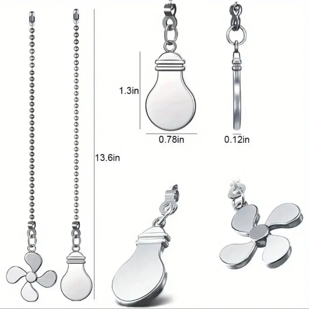 Silver Fan and Bulb Pull Chain Set